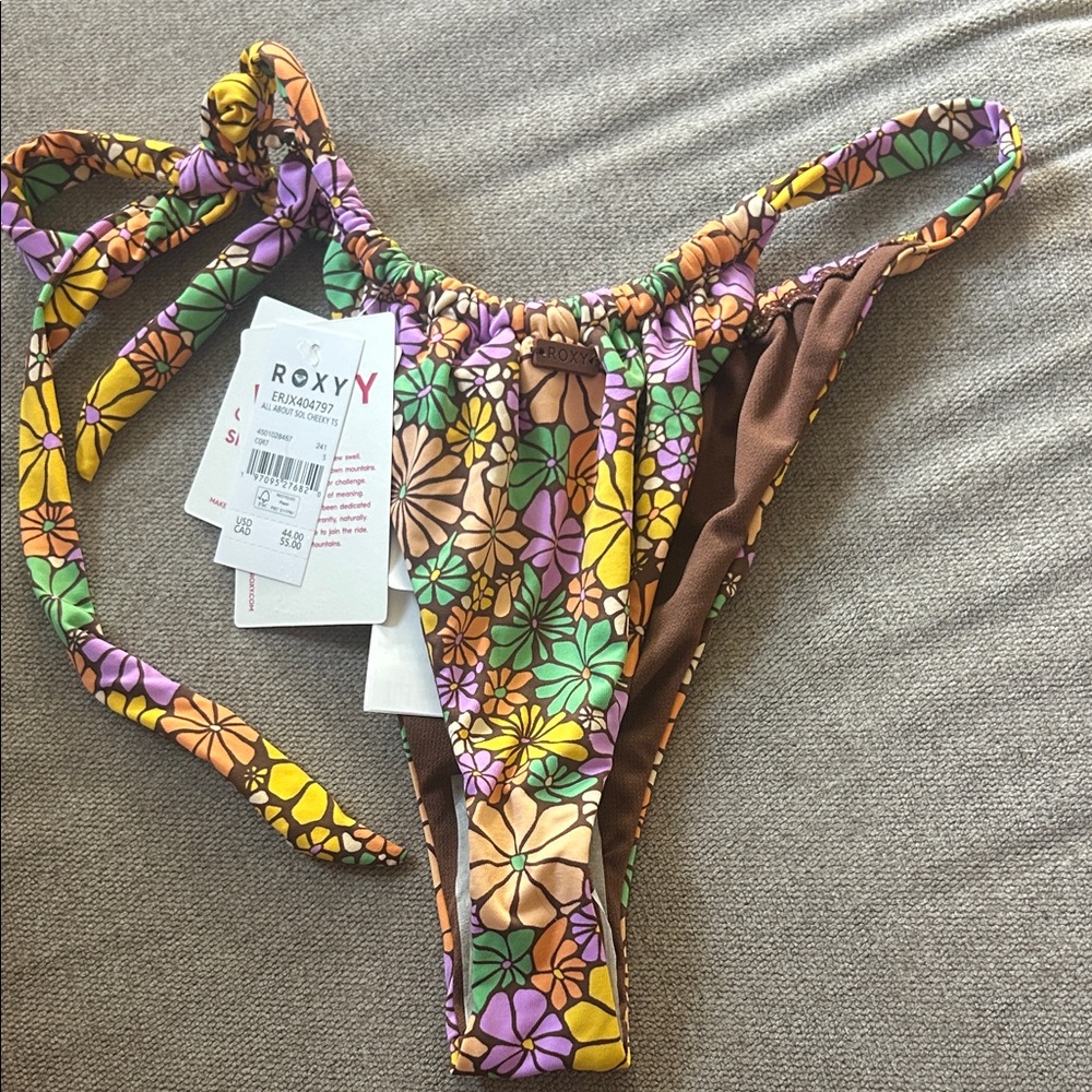 Roxy Multicolor 70s  Floral Bikini Bottom - Picture 2 of 2